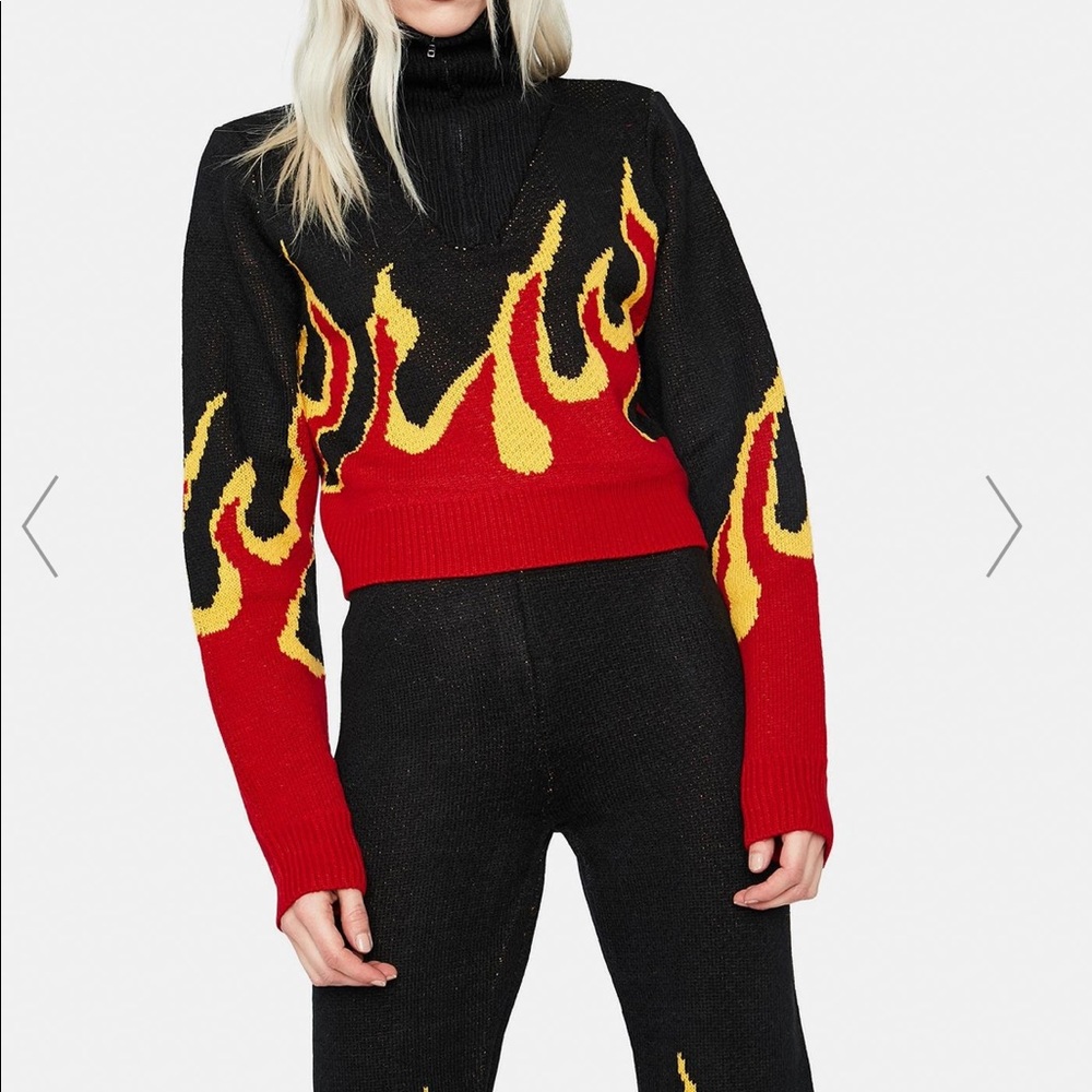 Flame sweater and pants set.